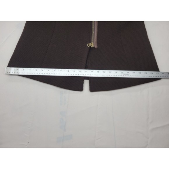 Mackage Asymmetrical Long Trench Coat Wool Coat P/S Chocolate Brown Leather - Picture 8 of 16